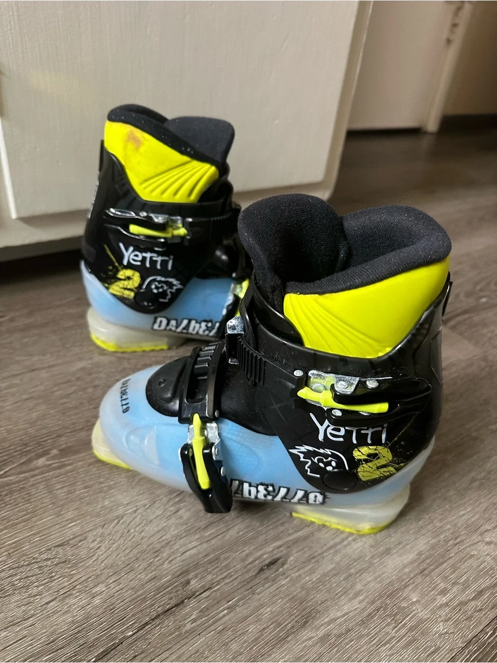 Kids Ski Boots - Blue, Black & Yellow
